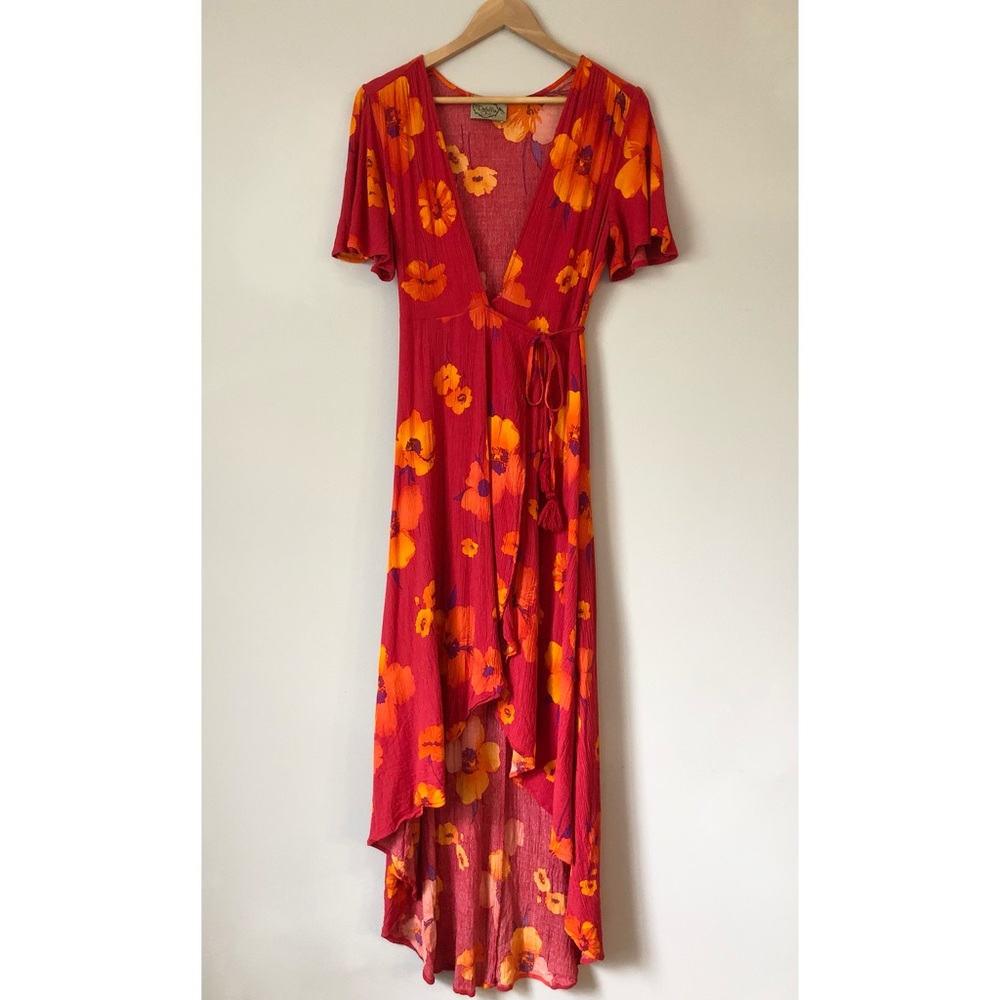 Deja Vu High-Low Floral Wrap Dress